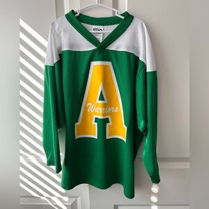 Athletic Knit Warriors sz Youth Medium ice hockey shirt #20 green yellow EUC